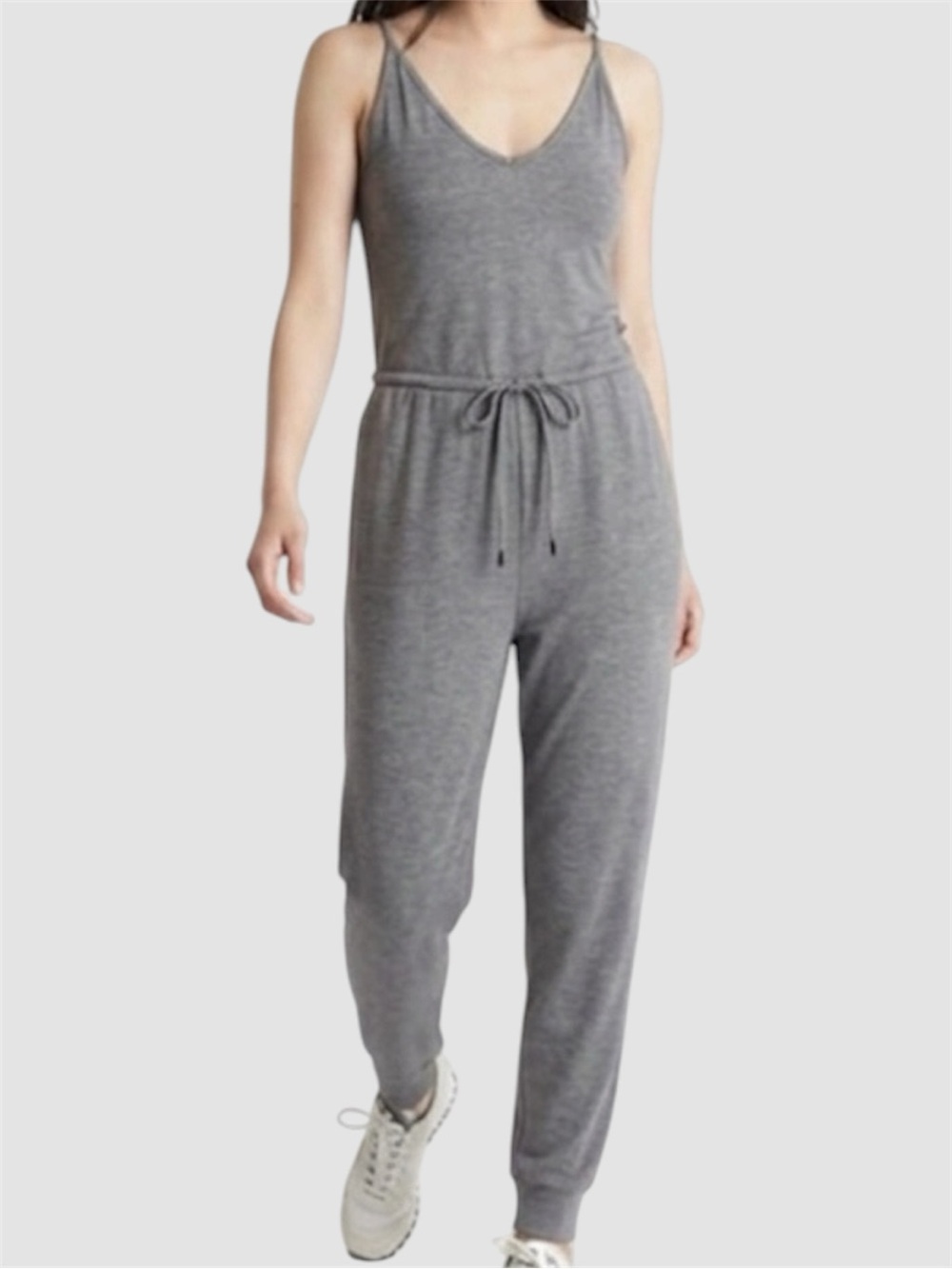 Kit and Ace Heathered Gray Good Feels Brushed Jersey Knit Jumpsuit Size Small